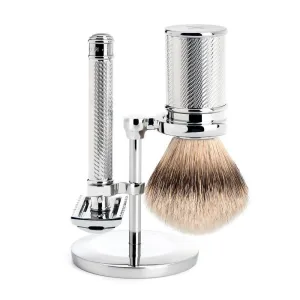MÜHLE TRADITIONAL 3 Pc. Shaving Set, Silvertip Badger / Safety Razor, Open Comb, Chrome