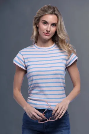 Minnie Rose Cotton Striped Cap Sleeve Crew