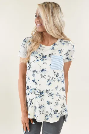 Mint Floral & Stripes Top