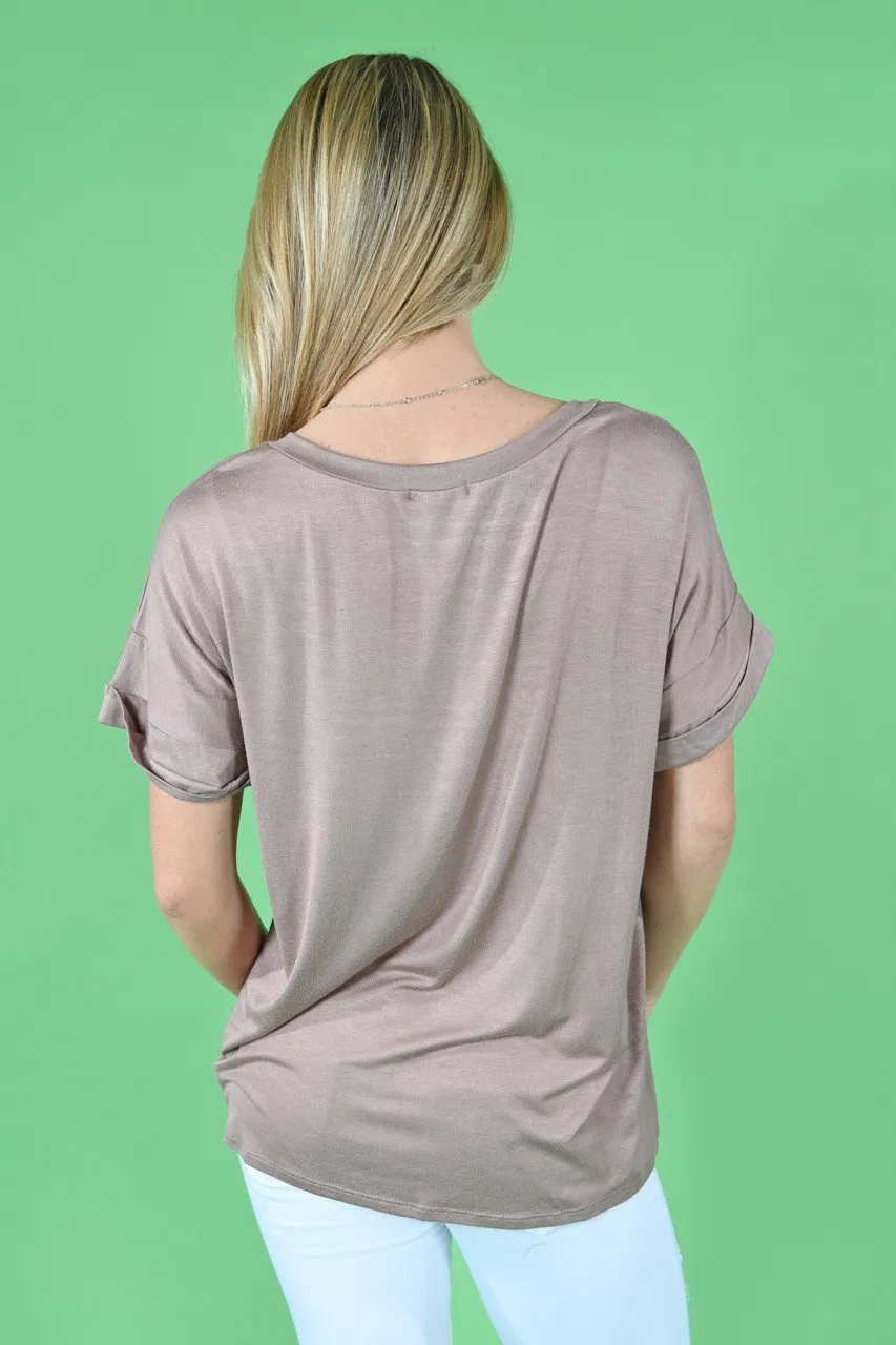 Mocha Essential V-Neck Top