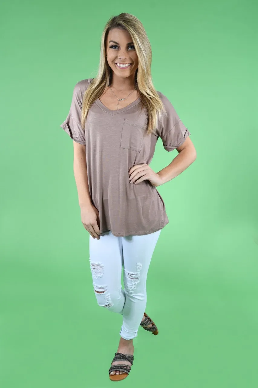 Mocha Essential V-Neck Top