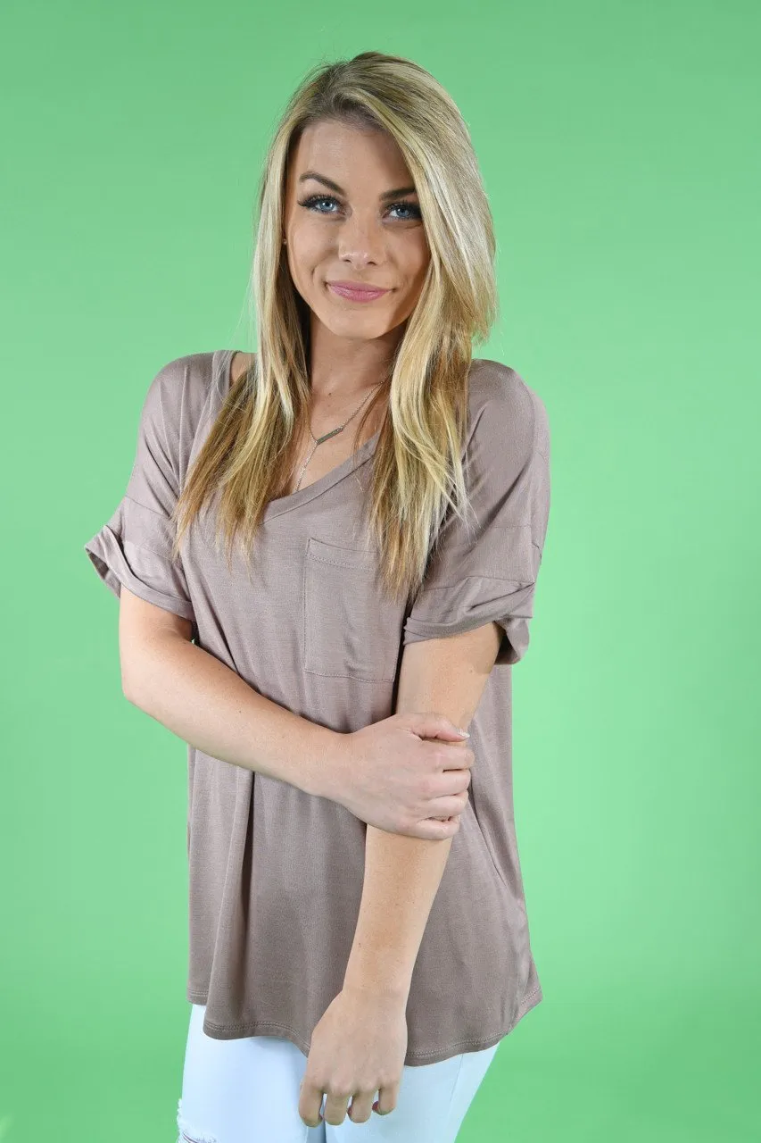 Mocha Essential V-Neck Top