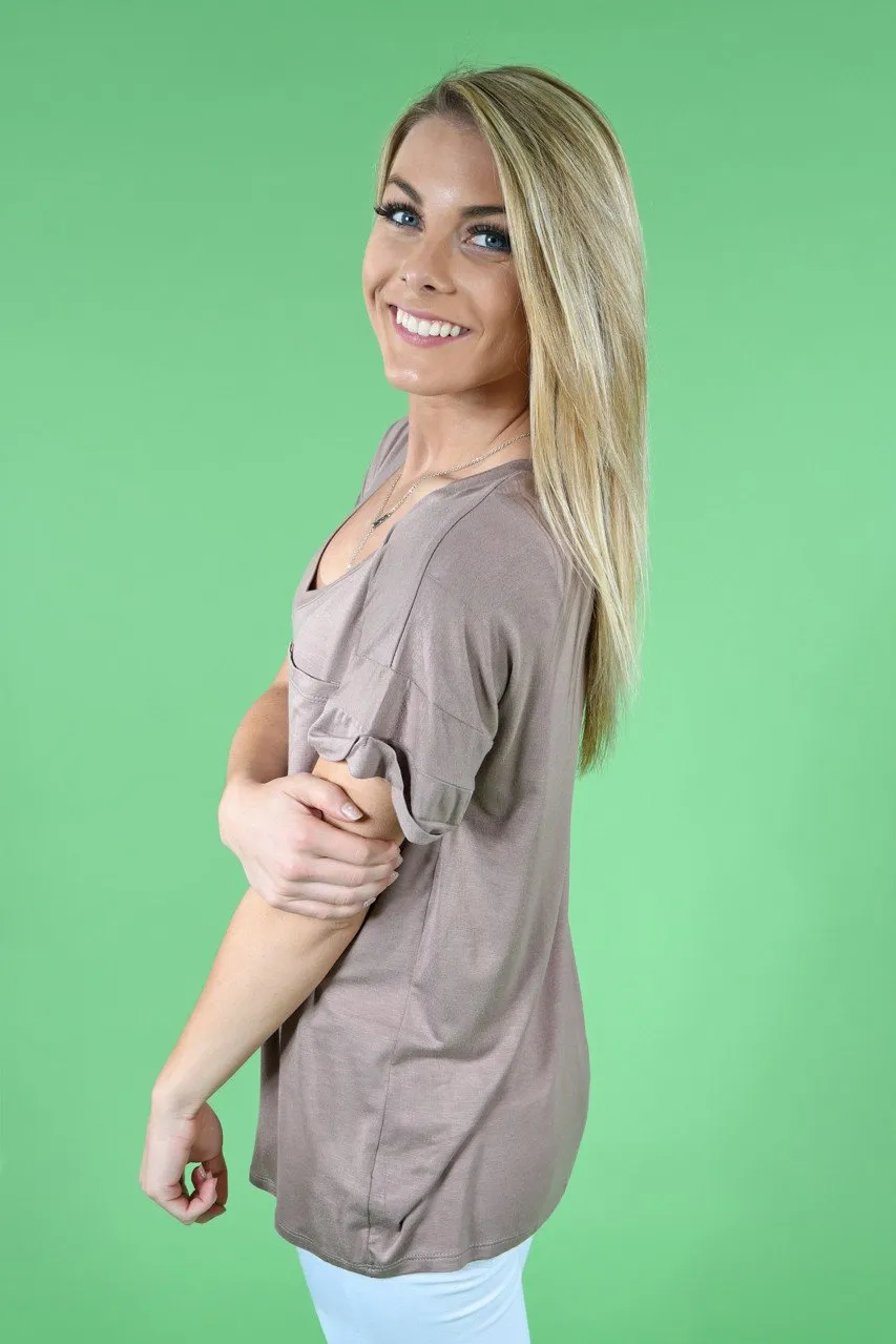 Mocha Essential V-Neck Top