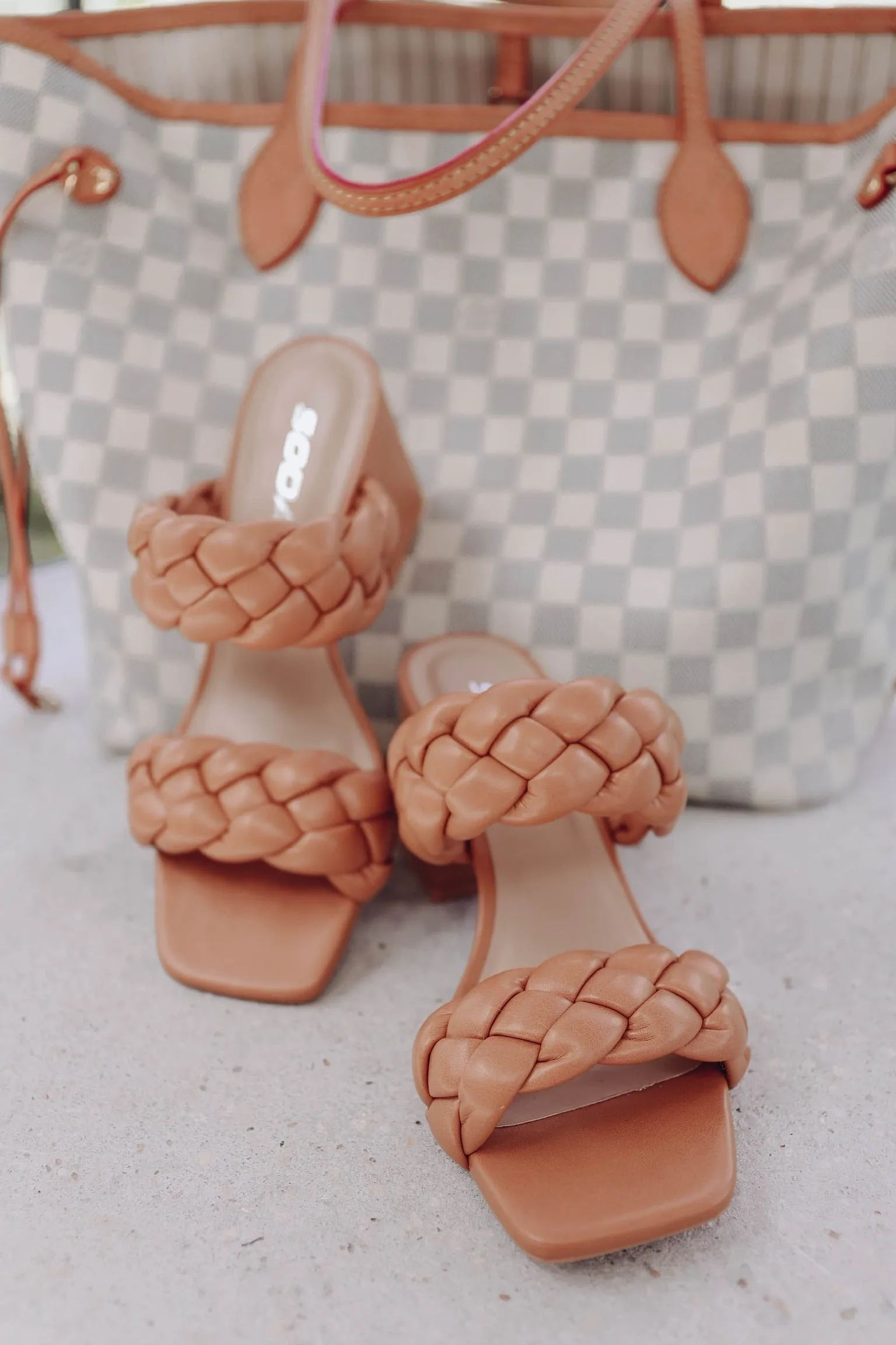 *MODEL* Lattice Two Band Sandal - Camel - SIZE 5.5 - FINAL SALE