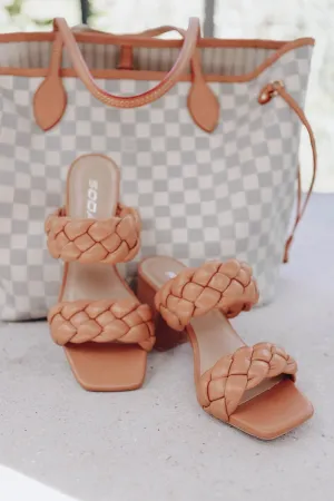 *MODEL* Lattice Two Band Sandal - Camel - SIZE 5.5 - FINAL SALE