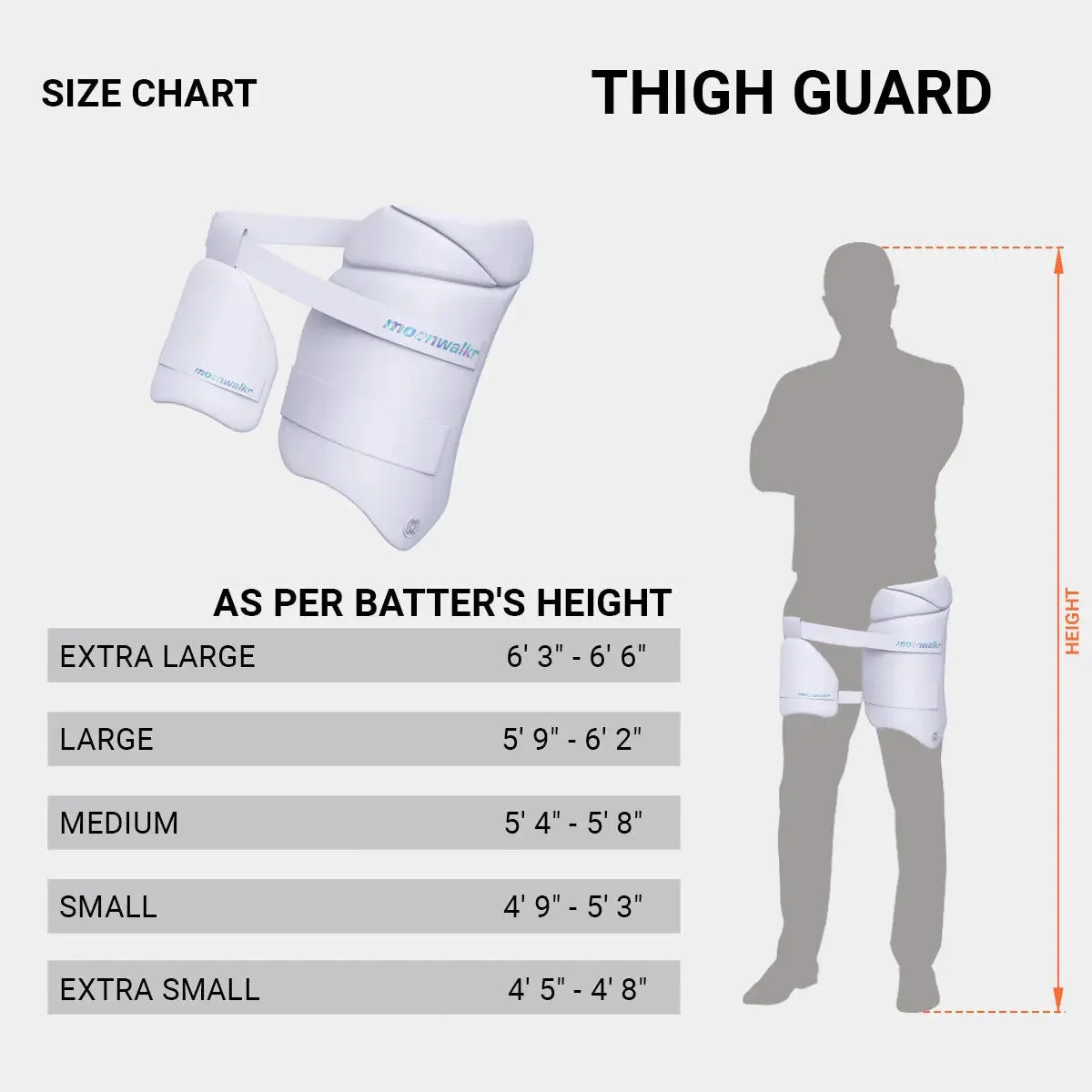 Moonwalkr 2.0 Cricket Batting Combo Thigh Guard Pad White