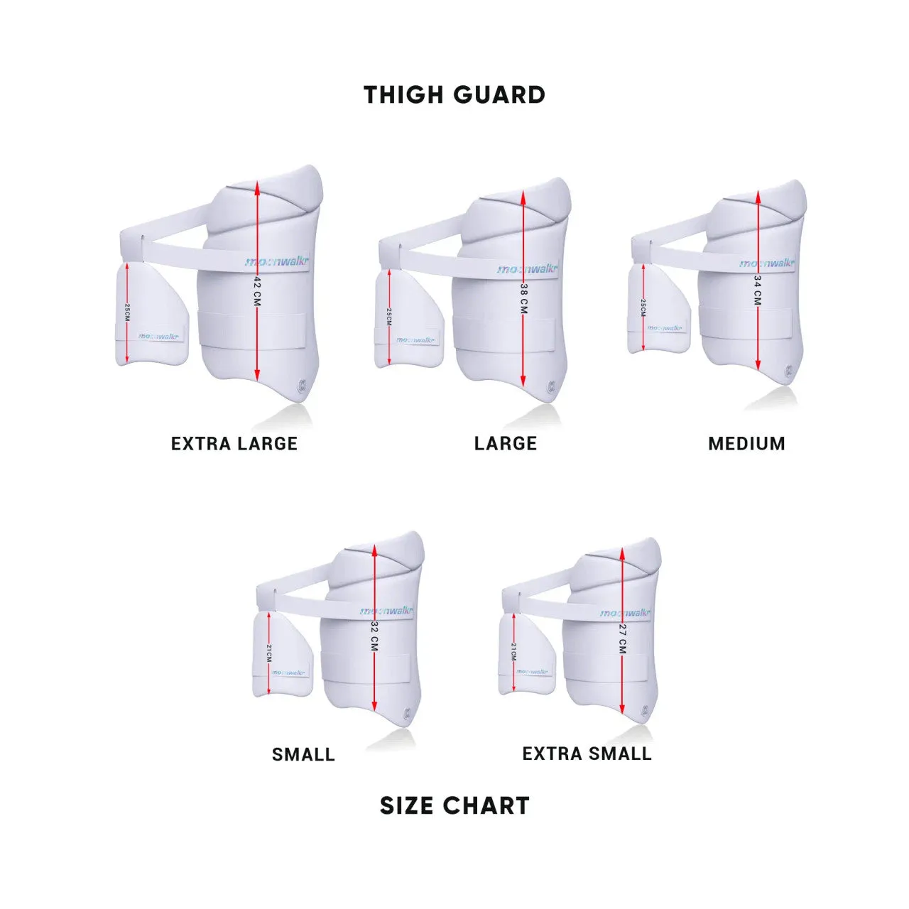 Moonwalkr 2.0 Cricket Batting Combo Thigh Guard Pad White