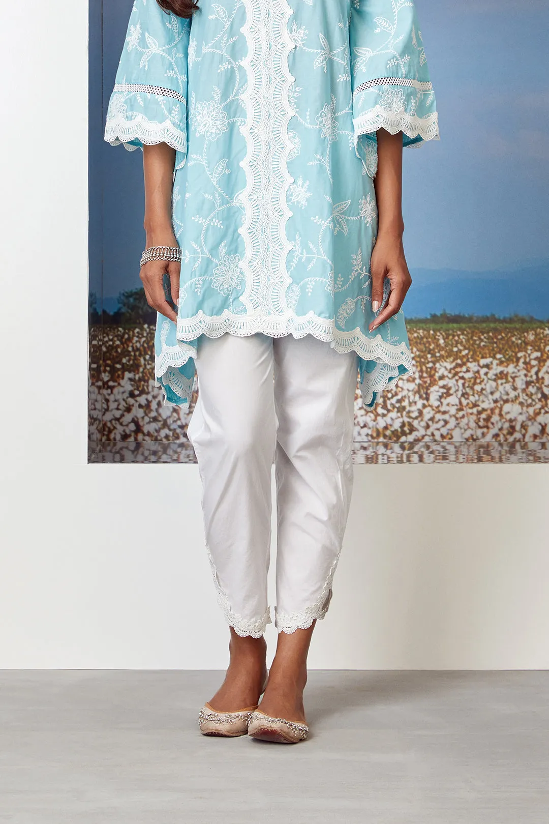 Mulmul Cotton Tiffany Turq Kurta