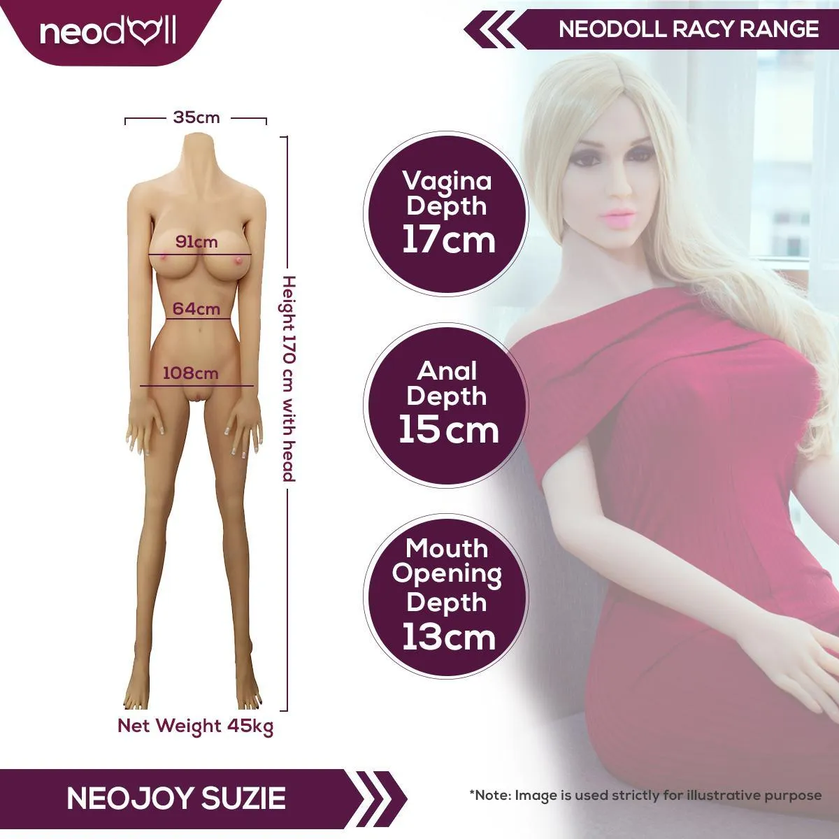 Neodoll Racy Suzie - Realistic Sex Doll - 170cm - Natural