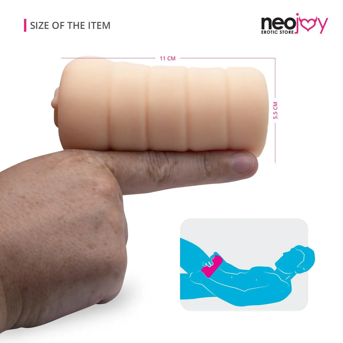 Neojoy Anal Opening Stroker Sex Doll TPE Realistic Vagina & Ass - Flesh - 4.3 inch - 11cm