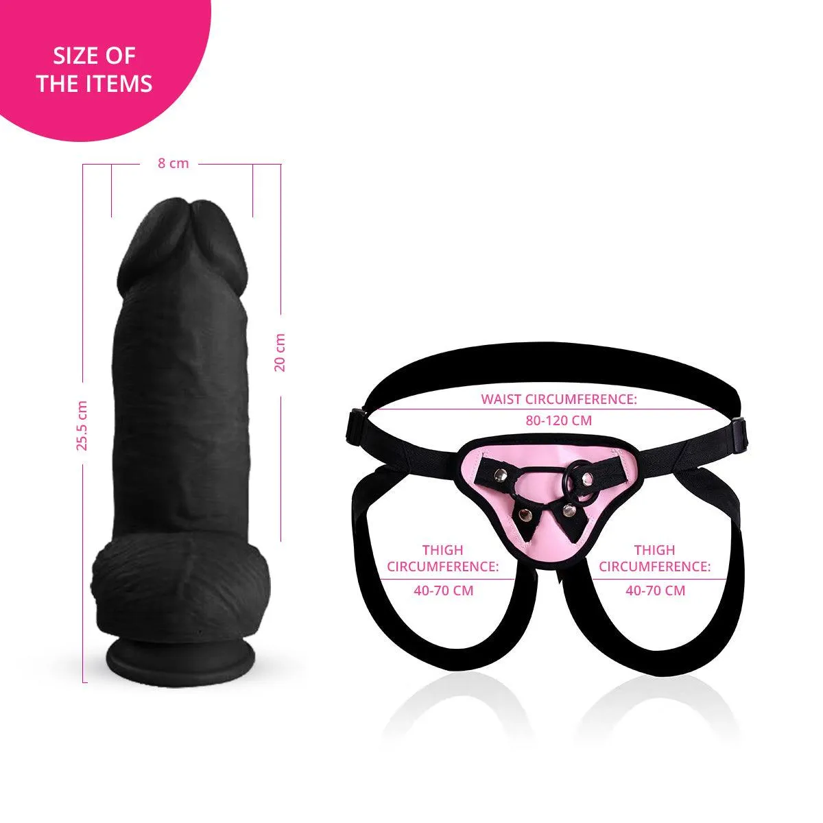 Neojoy Bigger Bad Boy Dildo With Strap-On - Dong Gay Sex Toy - Black - 25.5cm - 10 inch