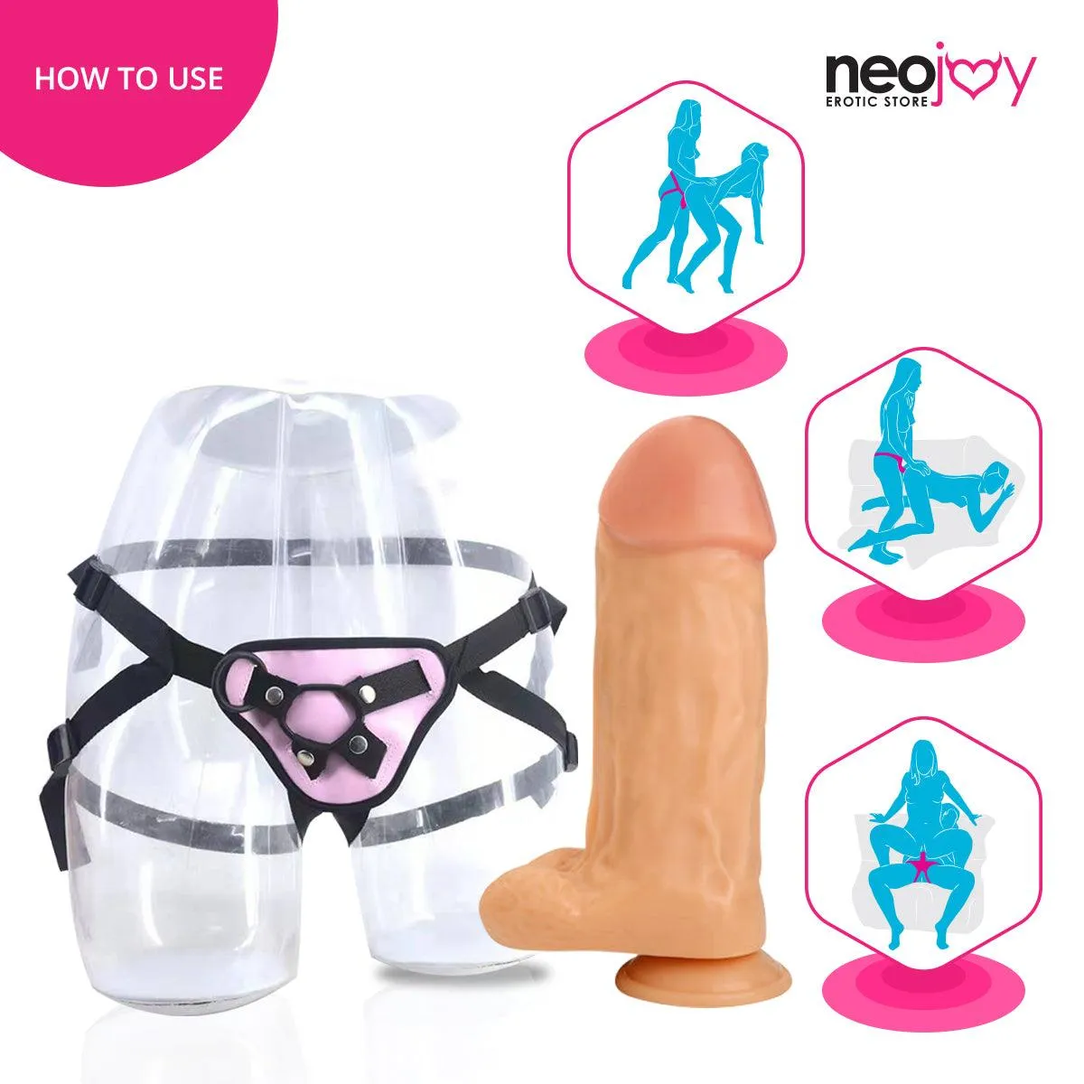 Neojoy - Biggest Bad Boy Dildo With Strap-On Dong Gay - Flesh - 28cm - 11 inch