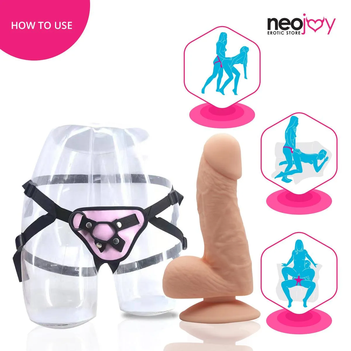 Neojoy - Fill-Me-Up Dildo With Strap-On Dong - Flesh - 19cm - 7.5 inch
