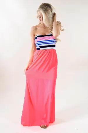 Neon Days Strapless Maxi Dress