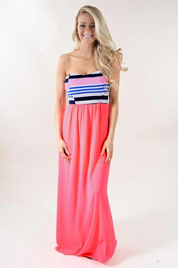 Neon Days Strapless Maxi Dress