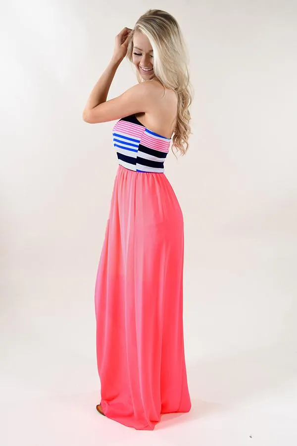 Neon Days Strapless Maxi Dress