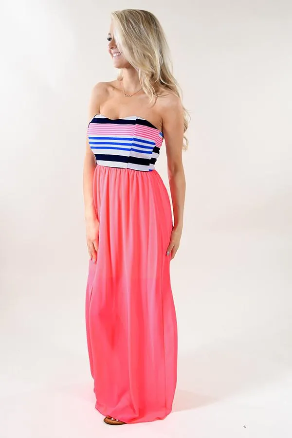 Neon Days Strapless Maxi Dress