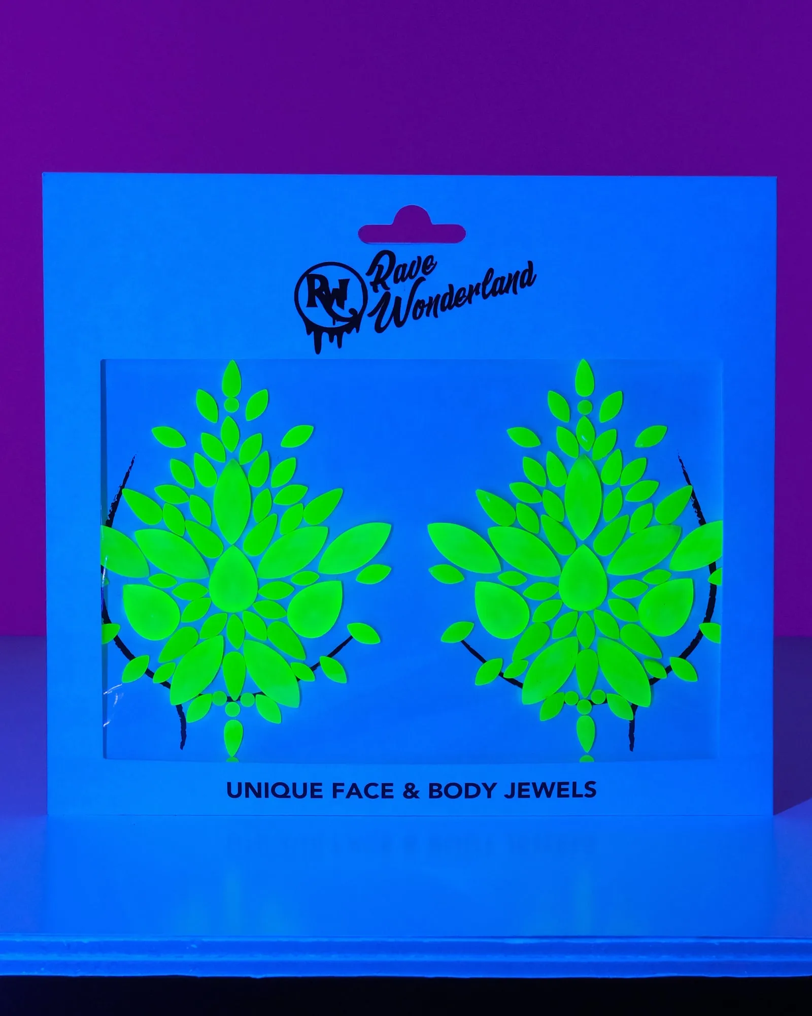 Neon Yellow Black Light Jewel Pasties
