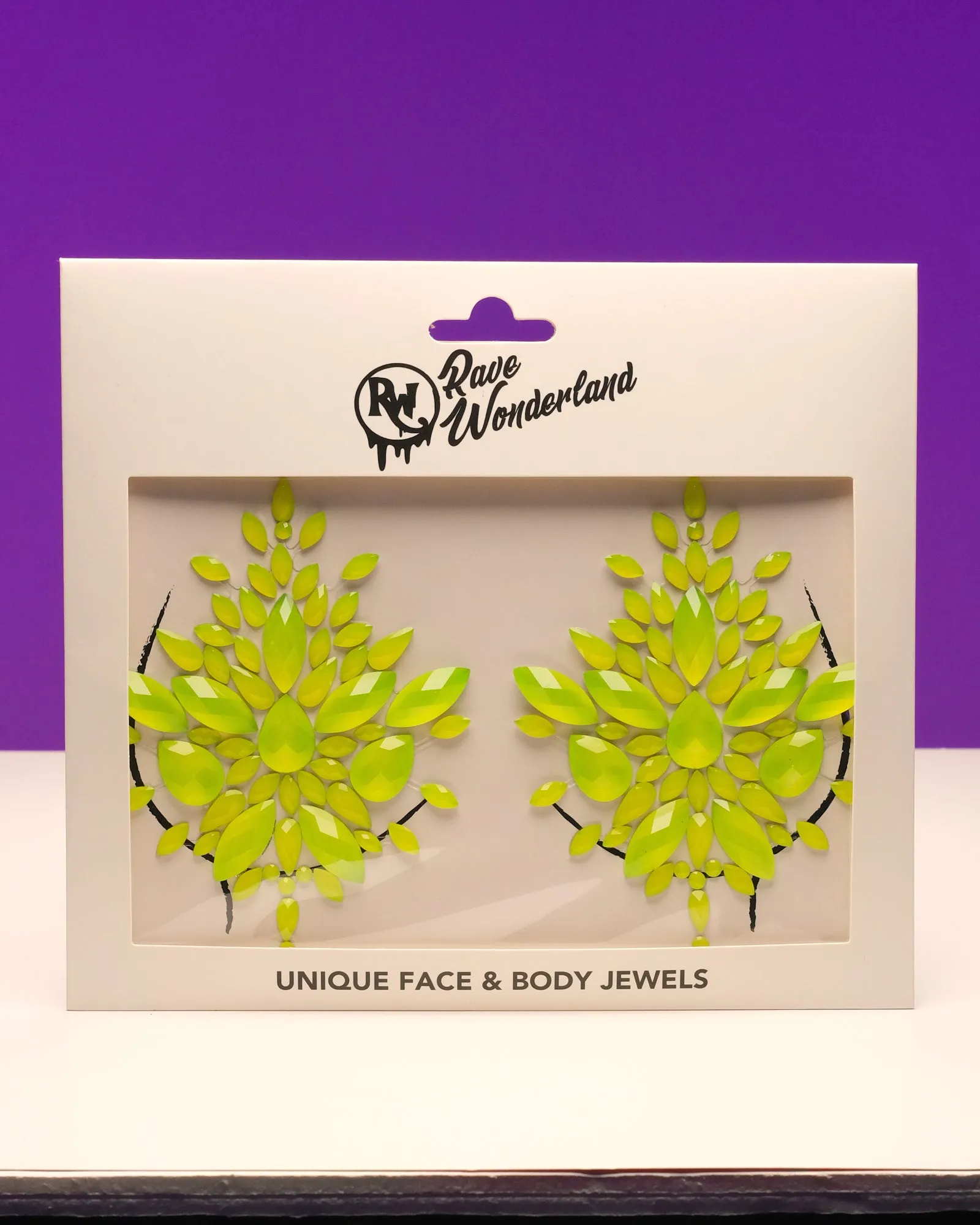 Neon Yellow Black Light Jewel Pasties