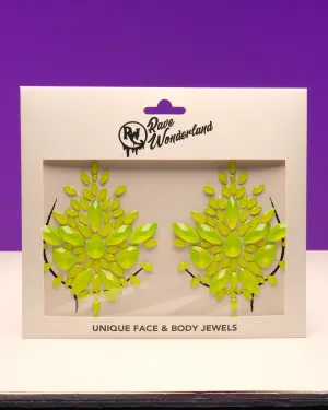 Neon Yellow Black Light Jewel Pasties
