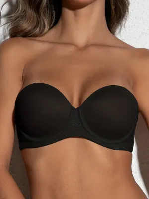 NEW Strapless Bandeau Bra, Comfy & Simple Push Up Everyday Bra, Women's Lingerie & Underwear, Black, 34C - Retails $159