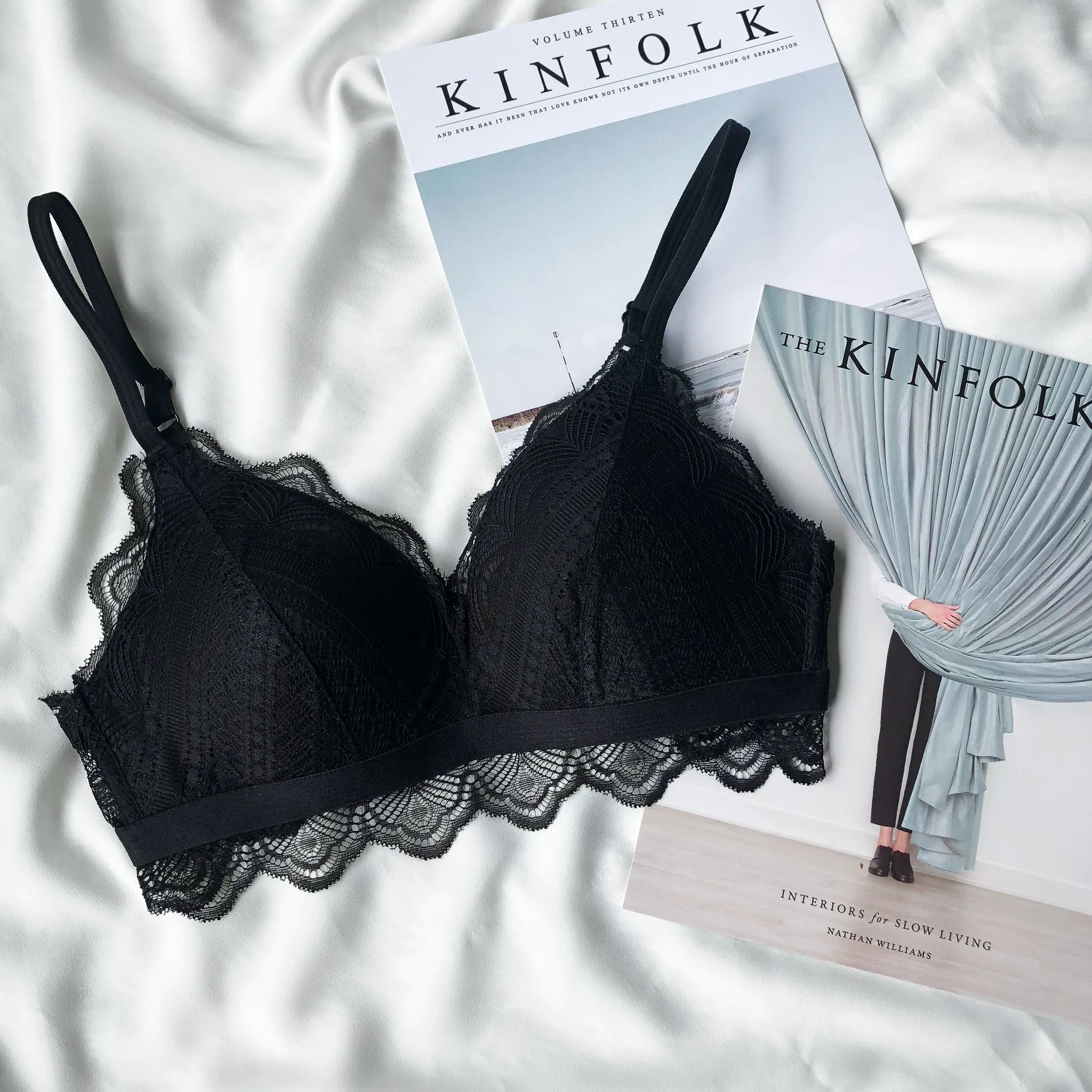 No-Wire Everyday Essential Full Lace Bra in Black (Size XL Only)