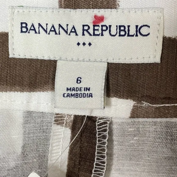 NWT Banana Republic Factory White and Brown Wrap Skirt Sz 6