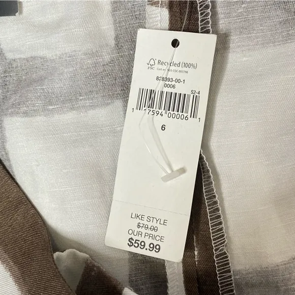 NWT Banana Republic Factory White and Brown Wrap Skirt Sz 6