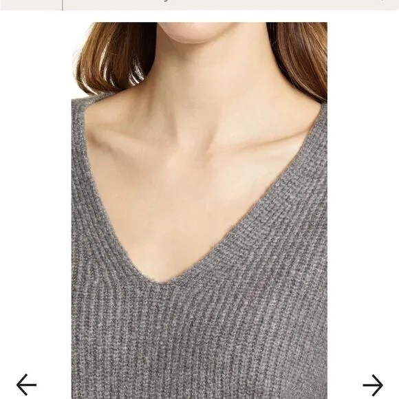 💼NWT Halogen Super Soft Balloon Sleeve Sweater Vneck Heather Gray Size XL