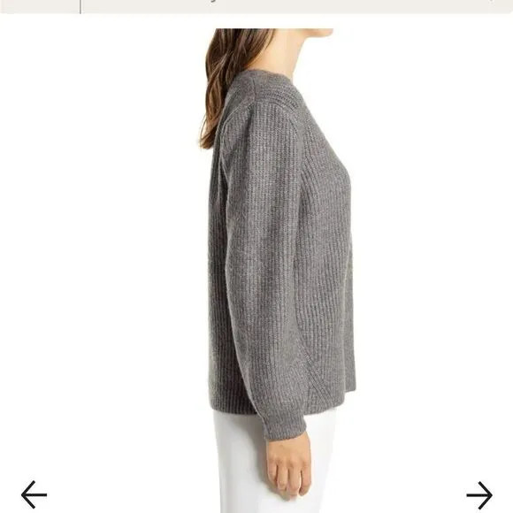 💼NWT Halogen Super Soft Balloon Sleeve Sweater Vneck Heather Gray Size XL