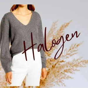 💼NWT Halogen Super Soft Balloon Sleeve Sweater Vneck Heather Gray Size XL
