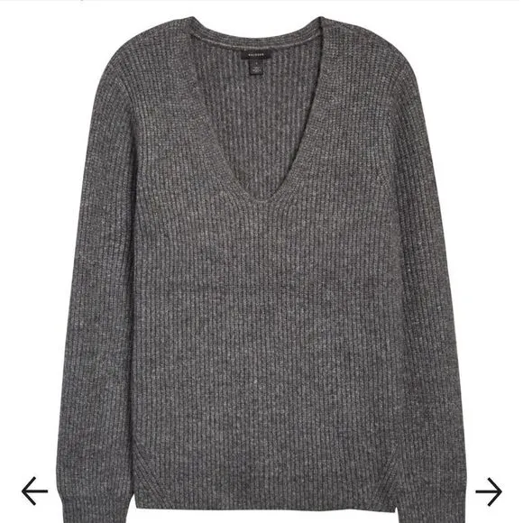 💼NWT Halogen Super Soft Balloon Sleeve Sweater Vneck Heather Gray Size XL