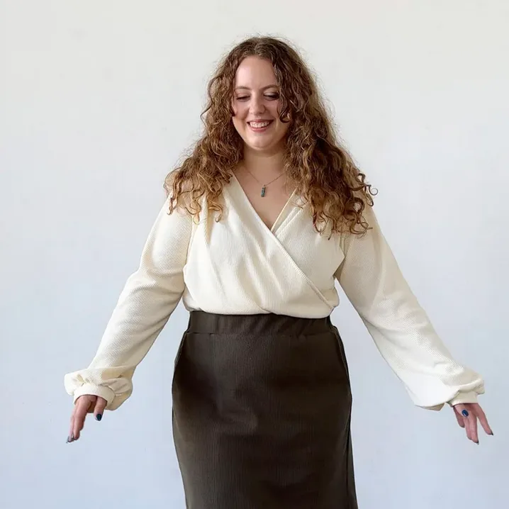 Oasis Waffle Knit Top, Almond Milk