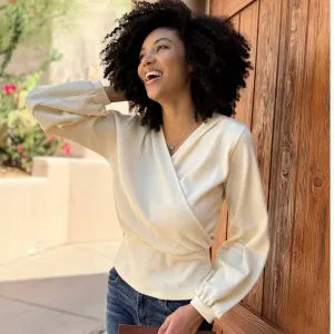 Oasis Waffle Knit Top, Almond Milk