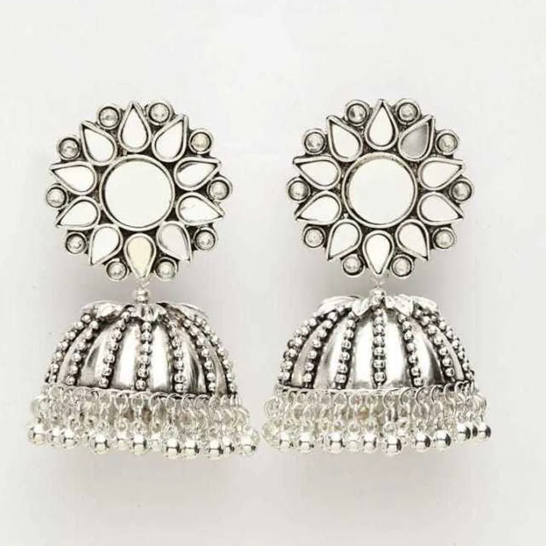 Oxidized Silver Stud Jhumki