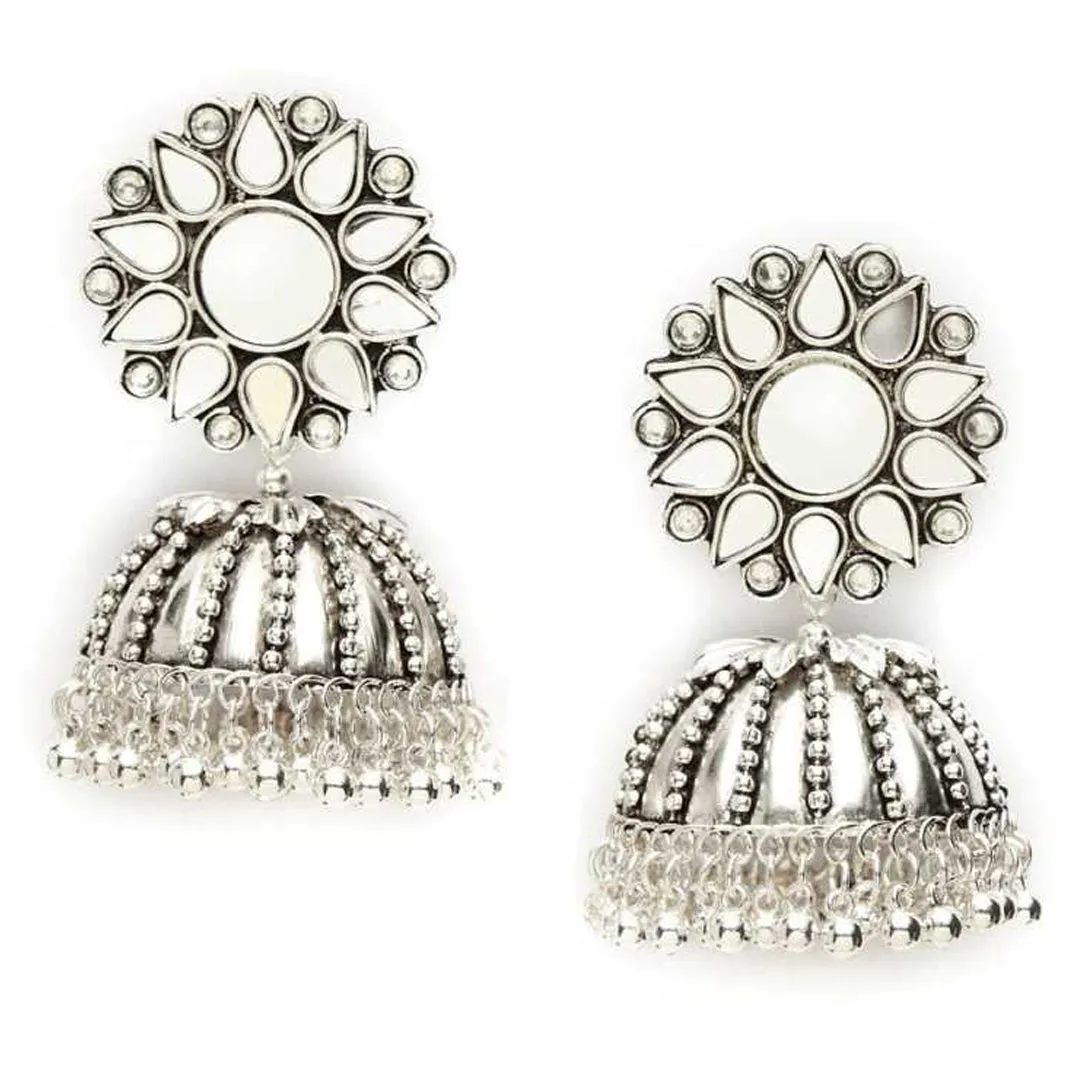Oxidized Silver Stud Jhumki