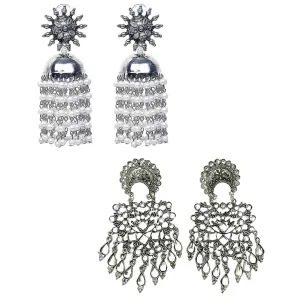 Pack of 2 Chandelier Pearl And Kundan Dangle Earrings