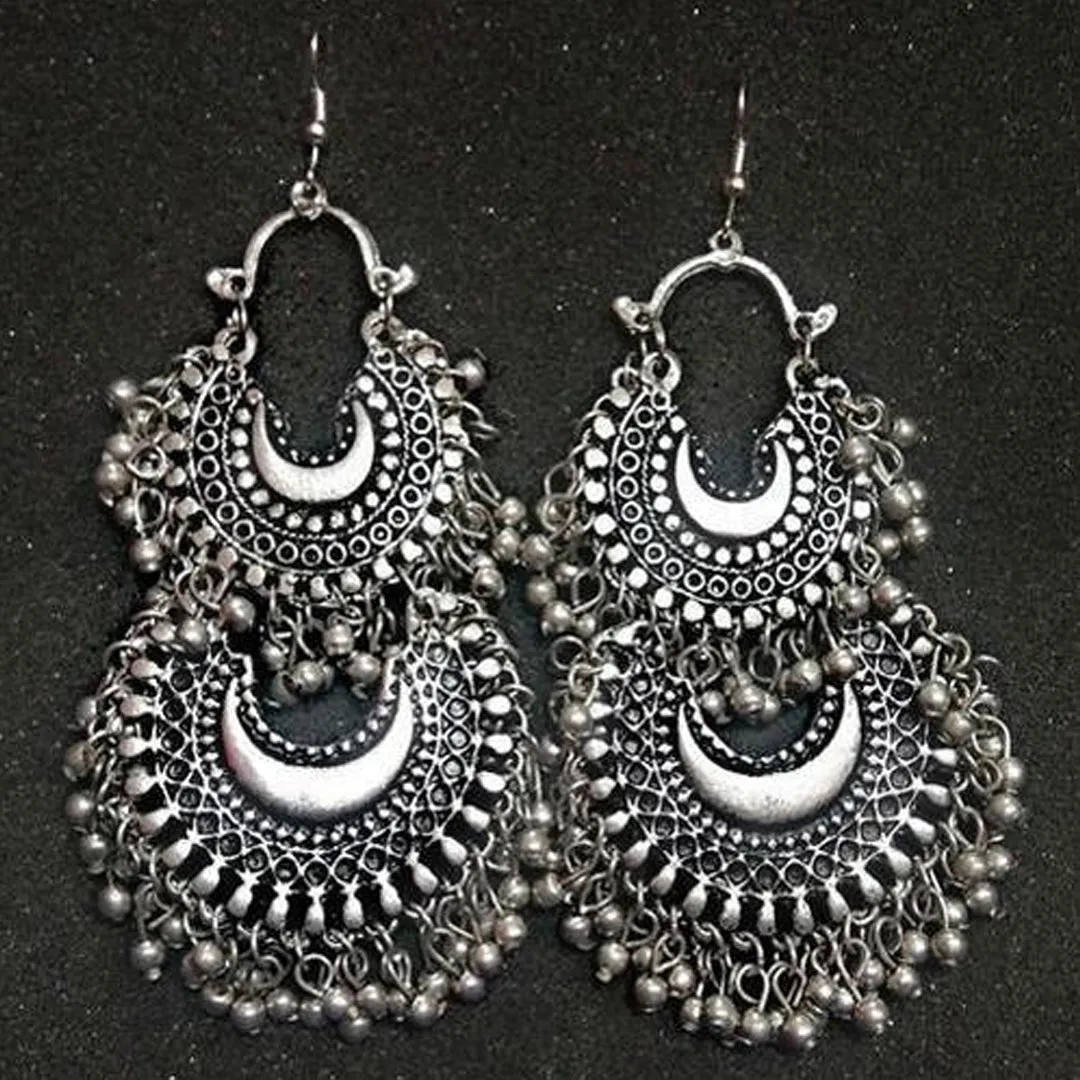 Pack of 2 Double Layer Silver Chandbali Jhumki