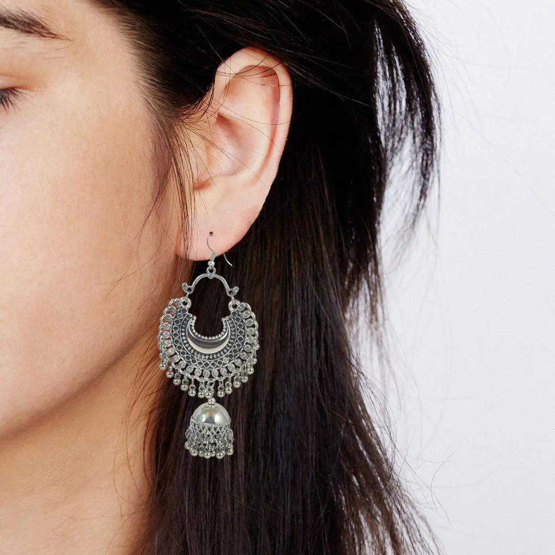 Pack of 2 Double Layer Silver Chandbali Jhumki