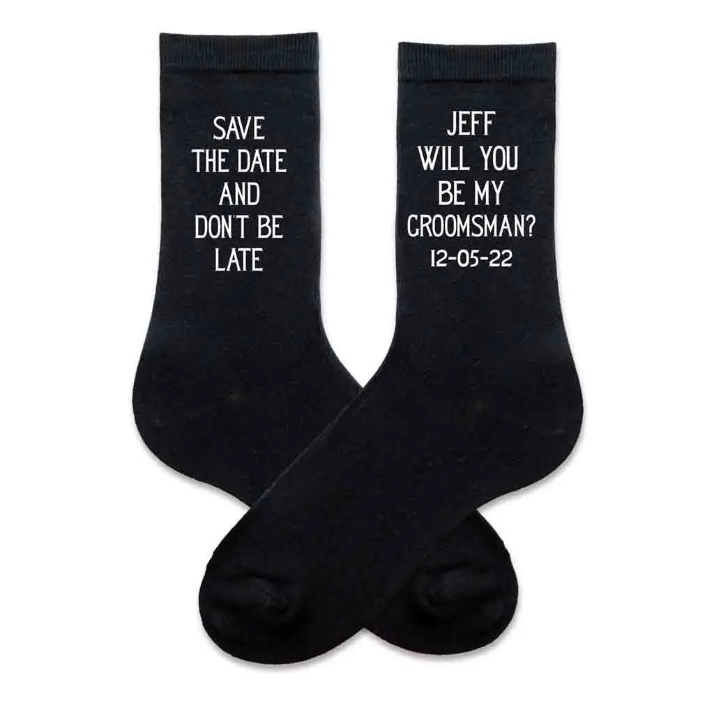 Personalized Groomsmen Proposal Socks with Wedding Date