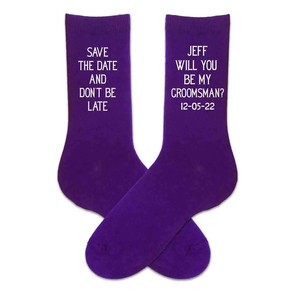 Personalized Groomsmen Proposal Socks with Wedding Date