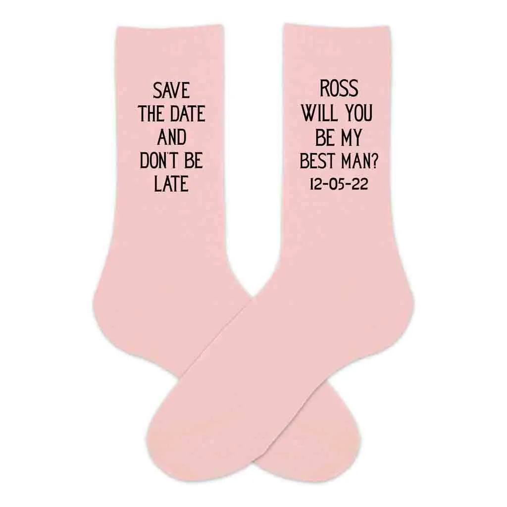 Personalized Groomsmen Proposal Socks with Wedding Date