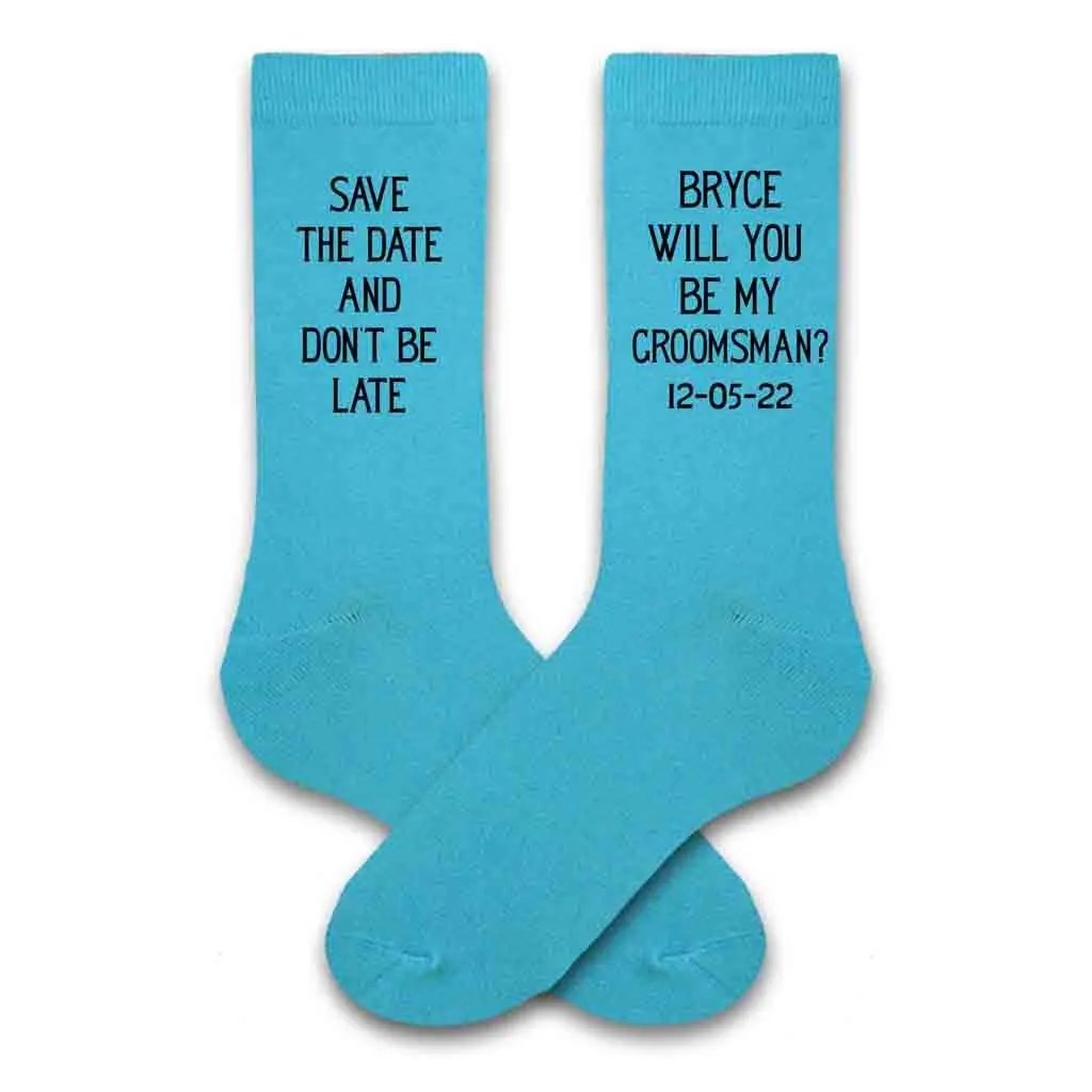 Personalized Groomsmen Proposal Socks with Wedding Date