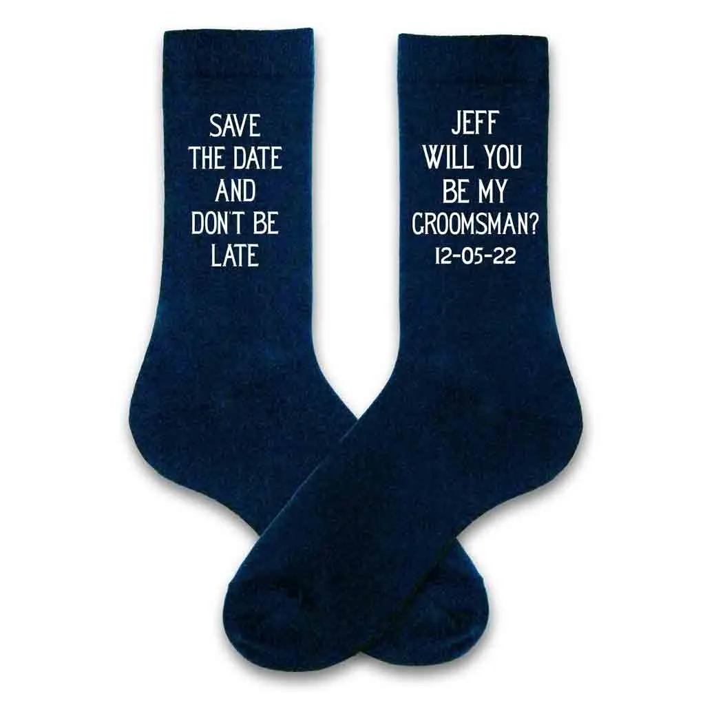 Personalized Groomsmen Proposal Socks with Wedding Date
