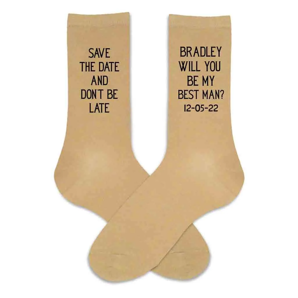 Personalized Groomsmen Proposal Socks with Wedding Date