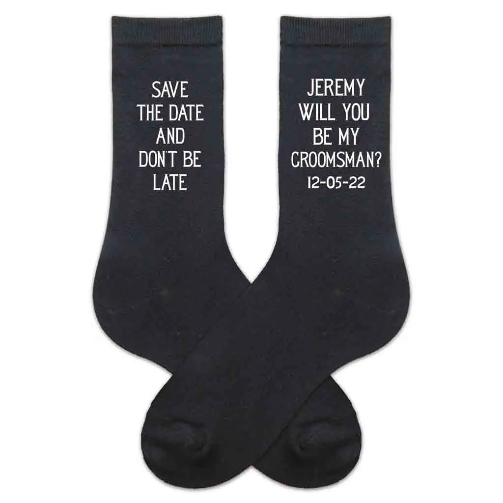 Personalized Groomsmen Proposal Socks with Wedding Date