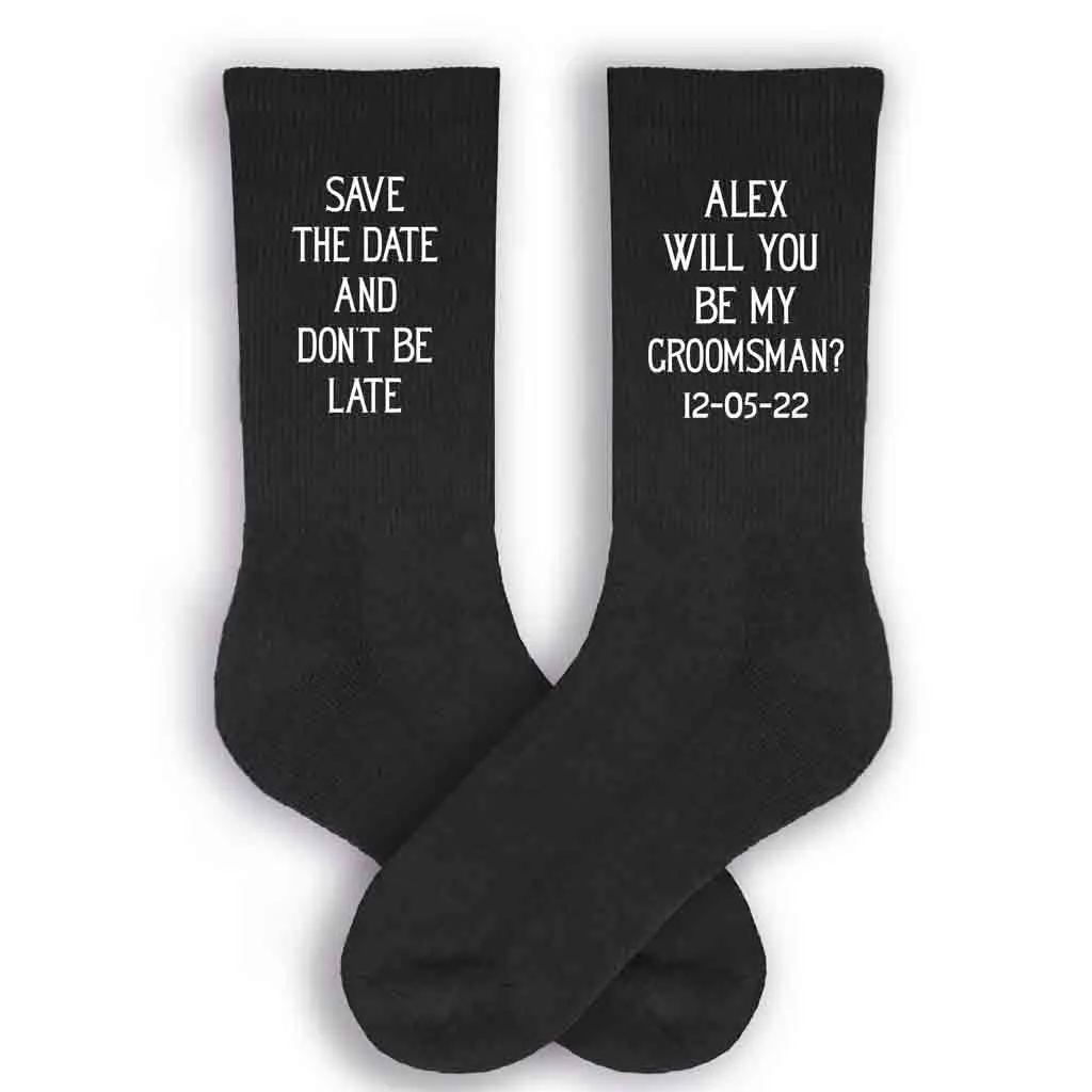 Personalized Groomsmen Proposal Socks with Wedding Date