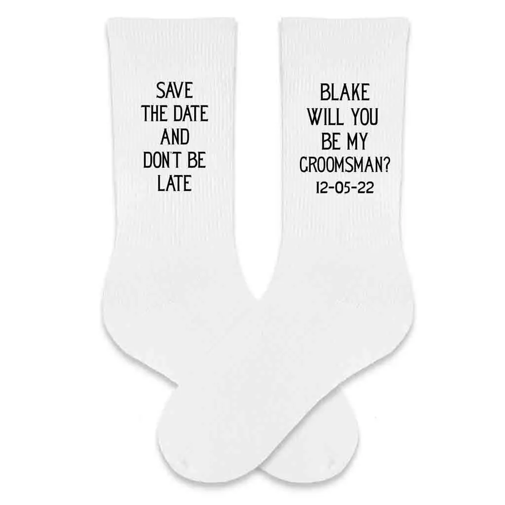 Personalized Groomsmen Proposal Socks with Wedding Date