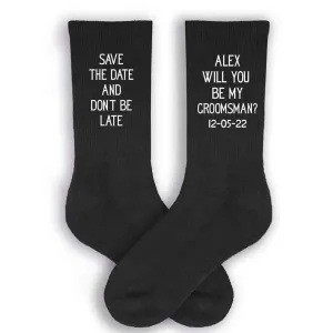 Personalized Groomsmen Proposal Socks with Wedding Date