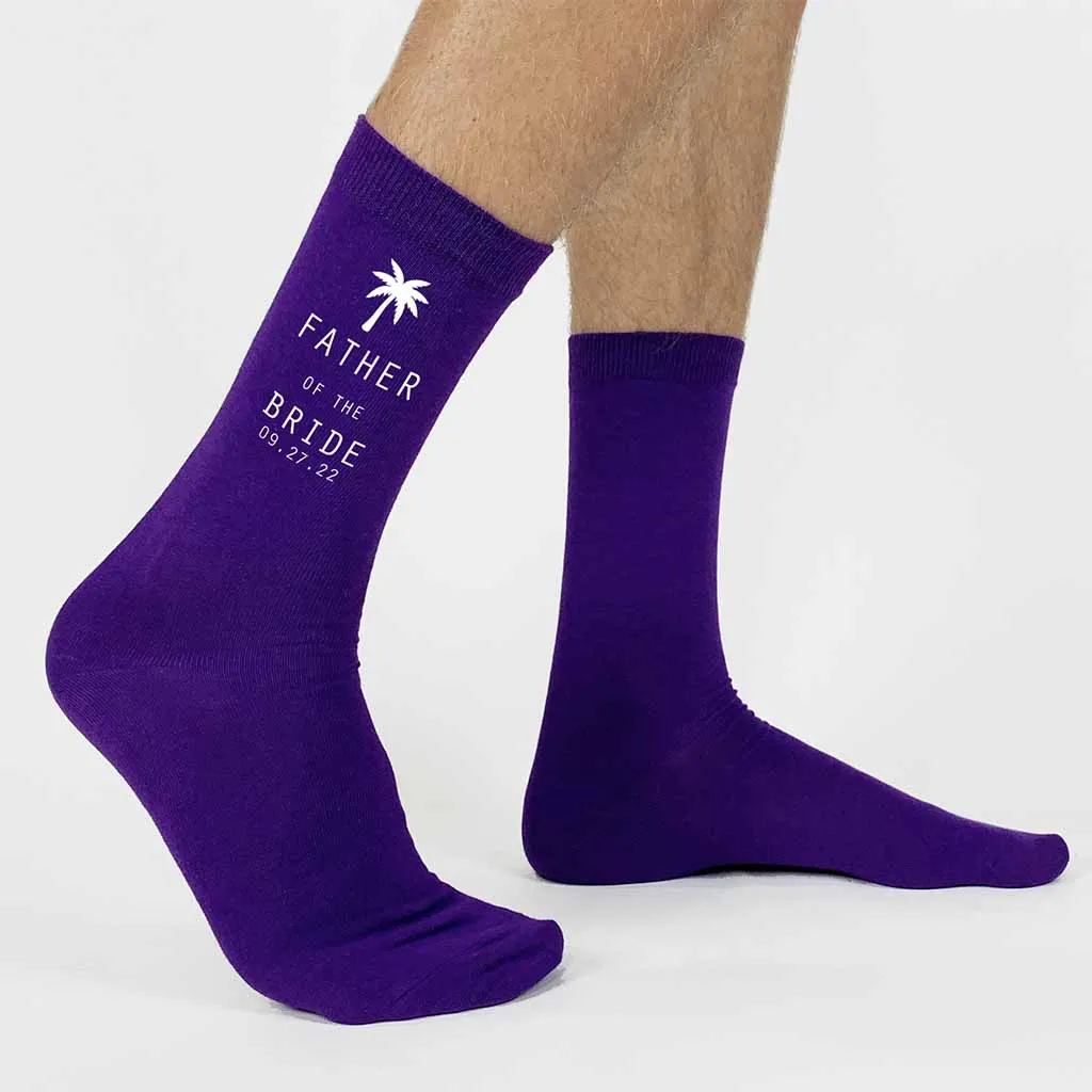 Personalized Palm Tree Wedding Socks for the Wedding Party